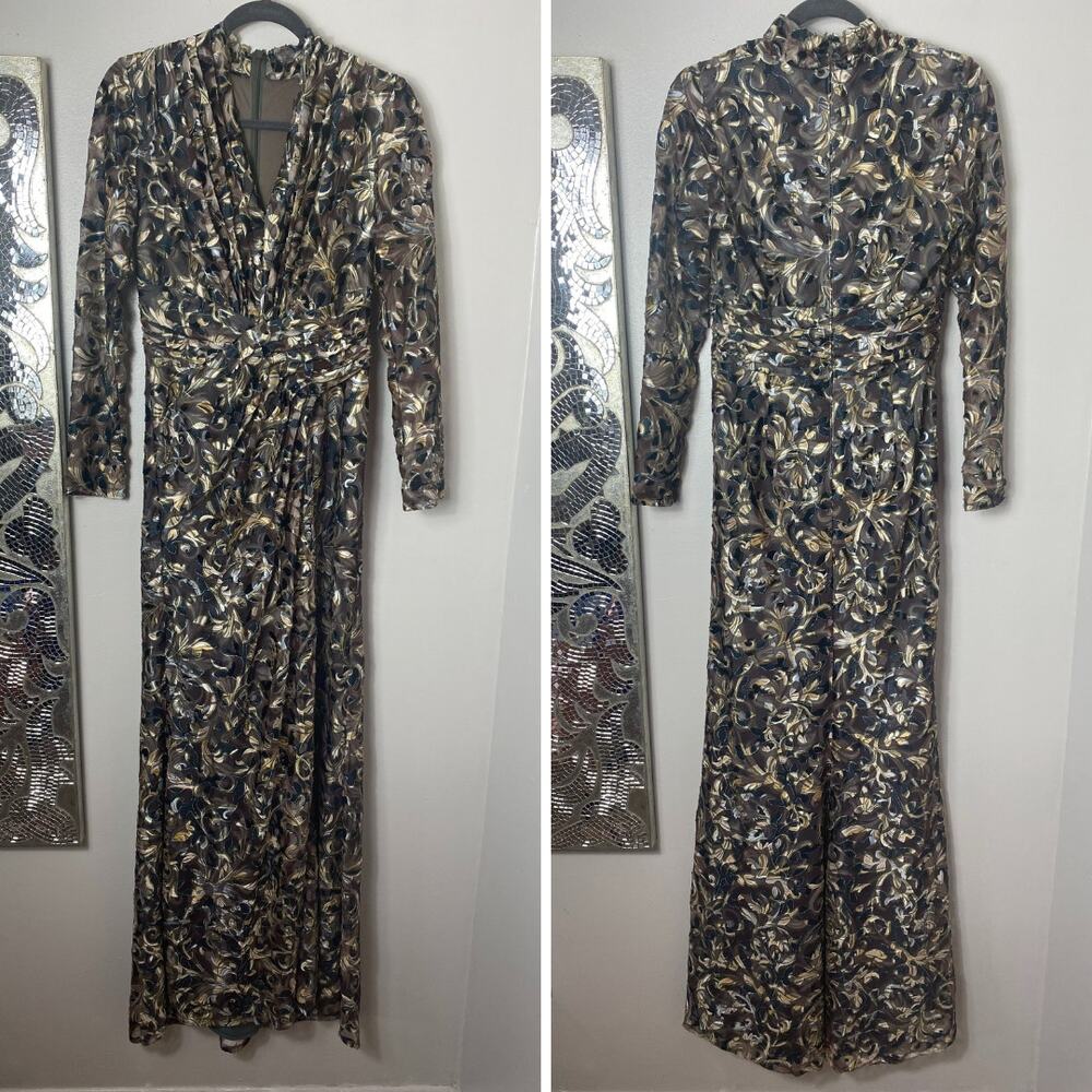 NWT TADASHI SHOJI DRESS GOWN MOTHER OF THE BRIDE FORMAL EVENING BURNOUT VELVET - Picture 3 of 16